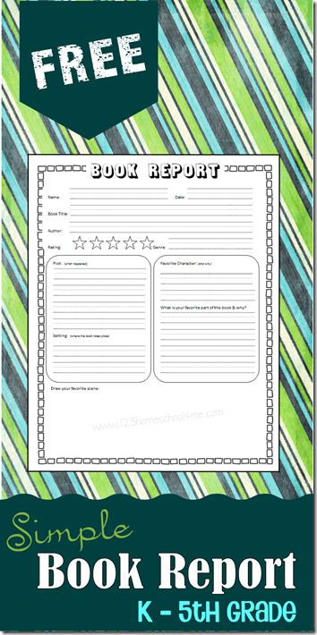 Printable book report forms 3rd grade